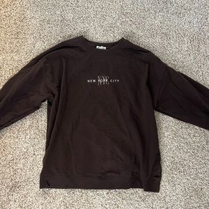 Brown NYC garage crew neck